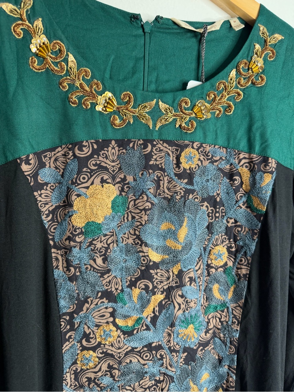 Soft Surroundings Icon Sultana Dress Medium Beaded Embroidered Dark Academia - Picture 11 of 15